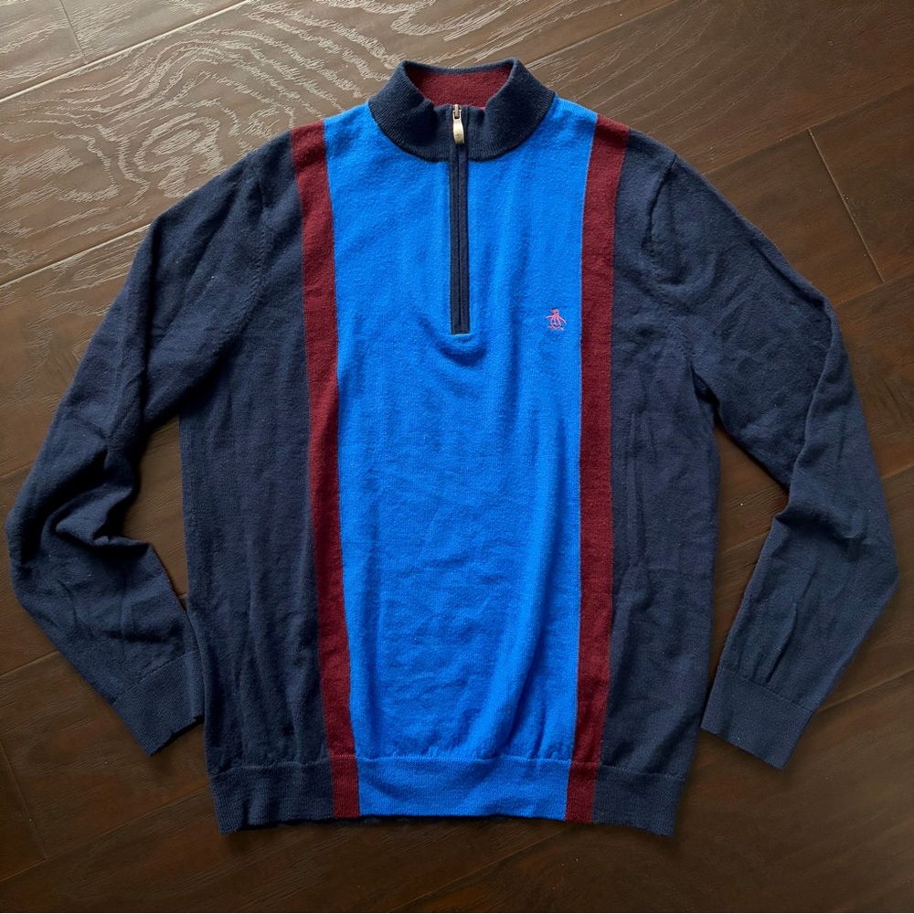Original Penguin 100% Wool Gorgeous 1/4 Zip Pullover Sweater